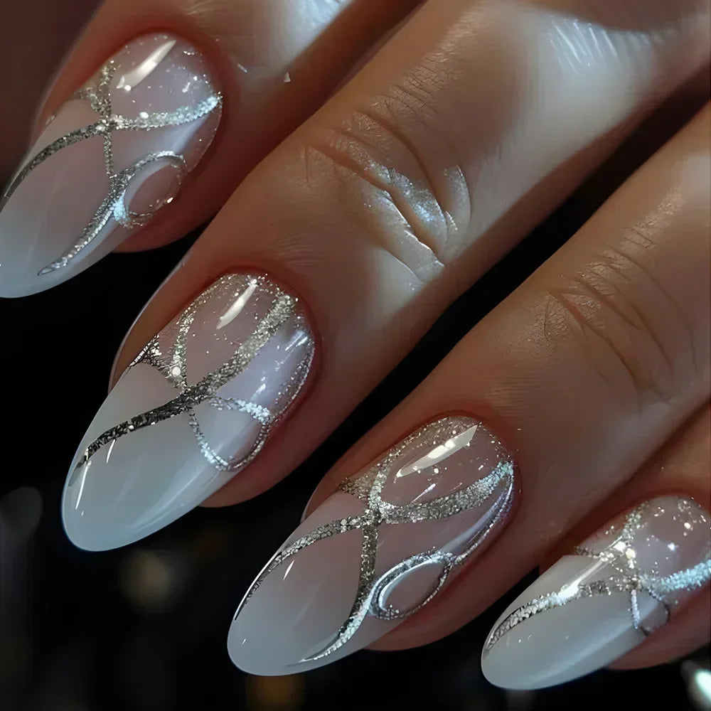 24 Pcs Matte Almond False Nails Set-18