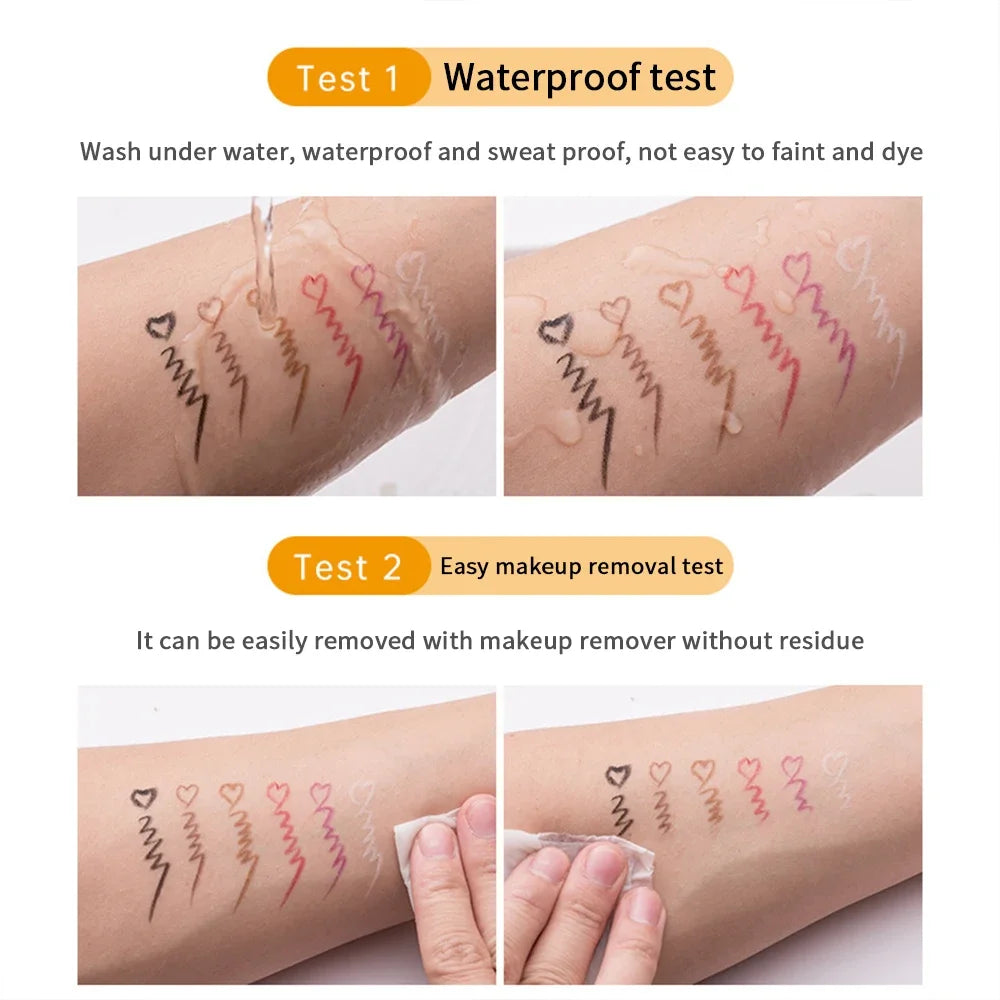 Waterproof Eyeliner Pen White Black Brown Long Lasting Quick-drying Pencil Not Blooming Liquid Eyeliner Gel Eyes Makeup Cosmetic