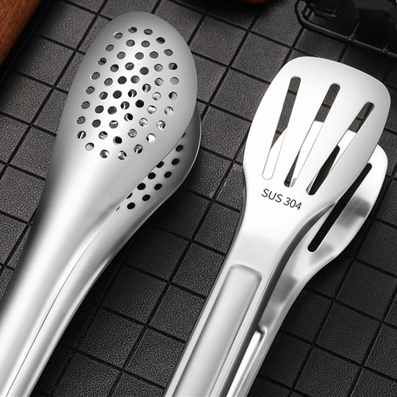 2-Size Stainless Steel Heat Resistant Food Tongs Non-stick
