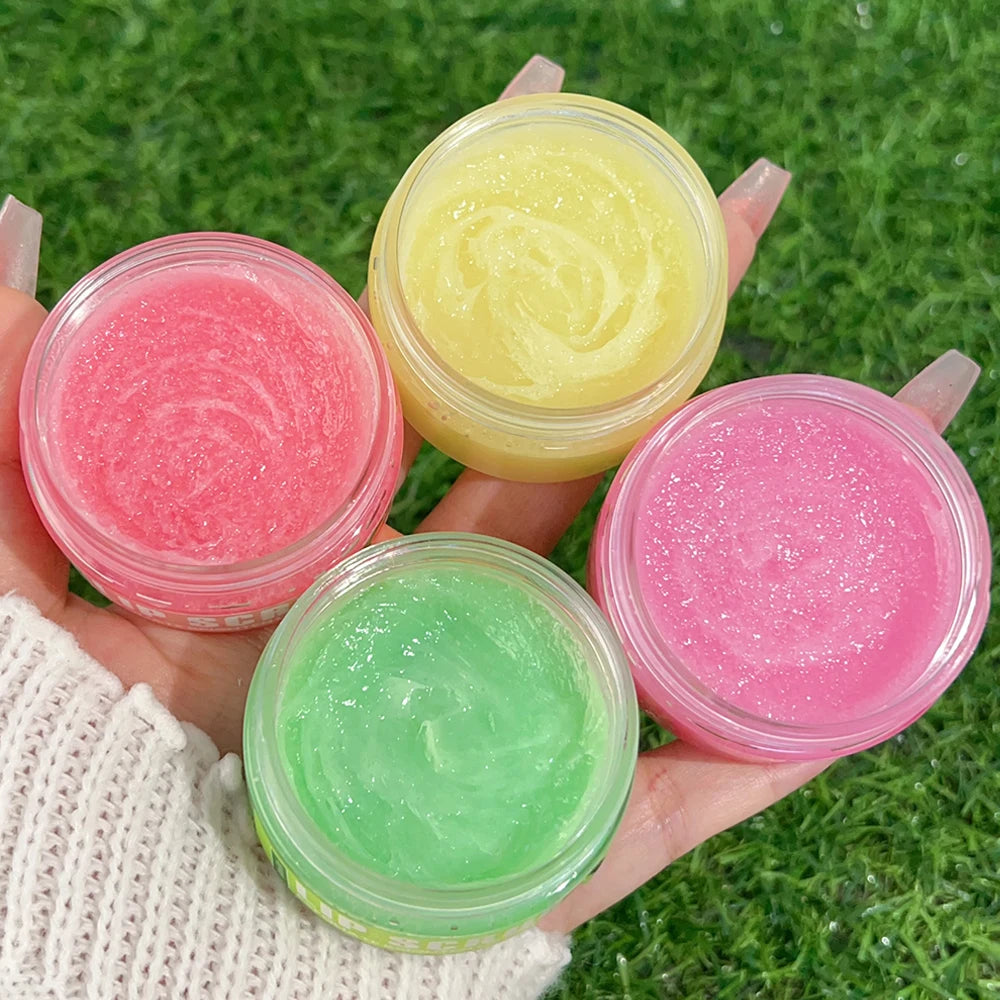 Dual Effect Lips Scrub Mask Fruit Flavor Lip Scrub Moisturizing Nourishing Exfoliating Dead Skin Makeup Reduce Lips Fine Lines