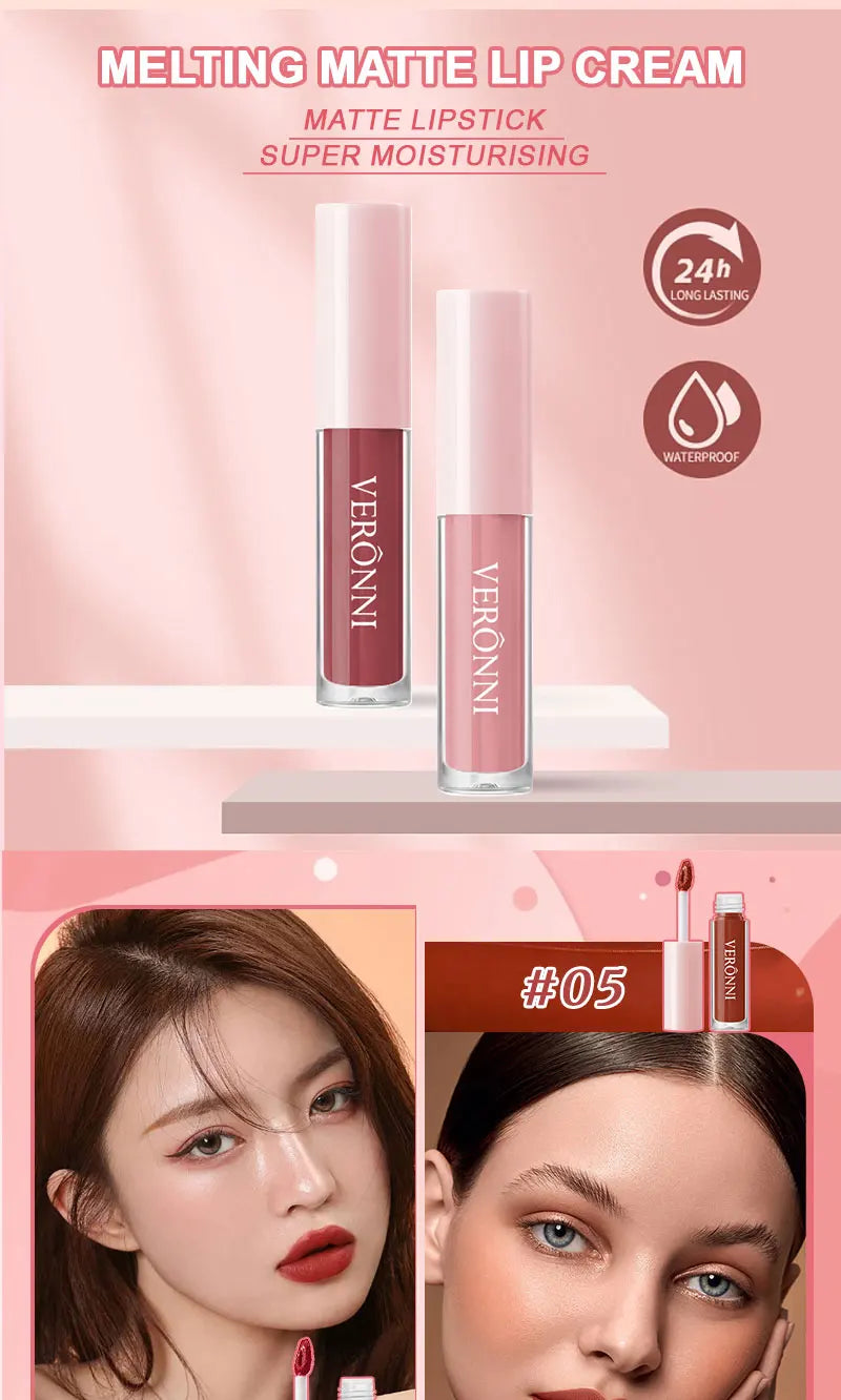 12 Colors Matte Liquid Lipstick 2.3ml Mini Size Vegan&Cruelty-Free Long Lasting Non-Drying Nude to Bold Shades Fade Proof Makup