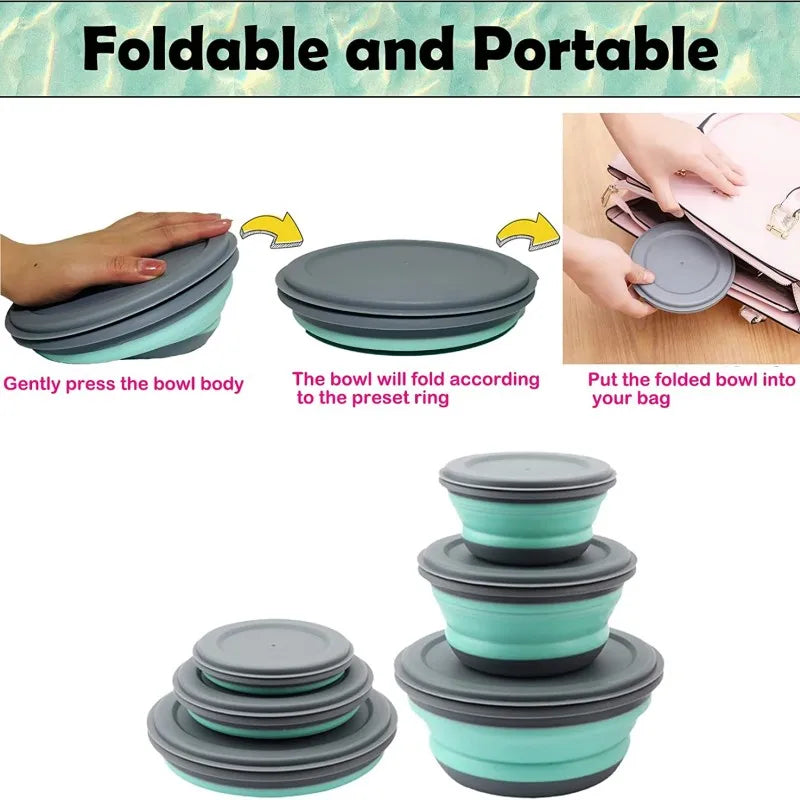 3Pcs/Set Bowl Sets Silicone Folding Lunch Box-3