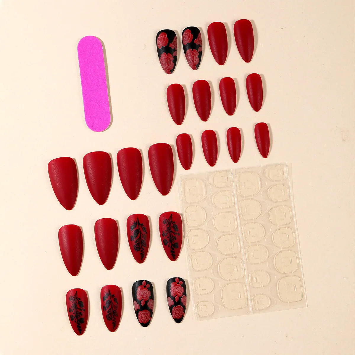24 Pcs Matte Almond False Nails Set-1