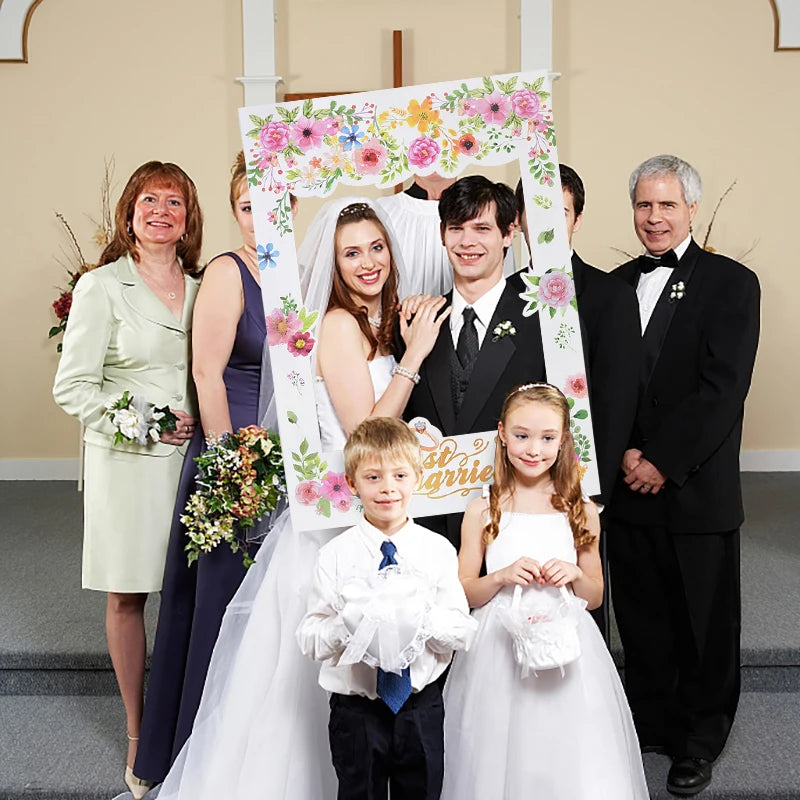 Wedding Just Married Photo Booth Frame Props Wedding Decoration Bridal Bachelorette Party Favors DIY Backdrop Photobooth Props