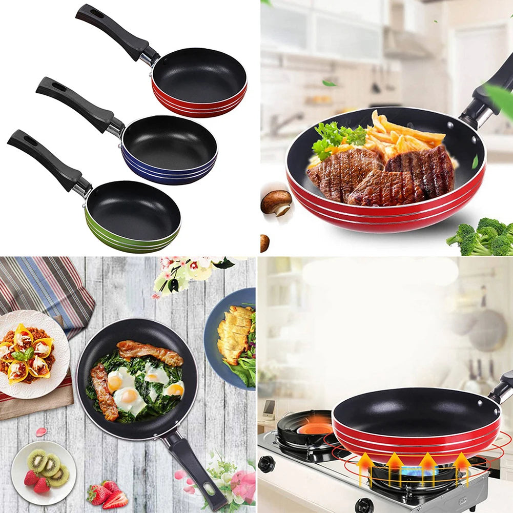 1 Pcs Frying Pan 18CM Frying Pan Non-Stick Steel Frypan Pot Saucepan Random Color For Cookware Kitchen Dining Bar