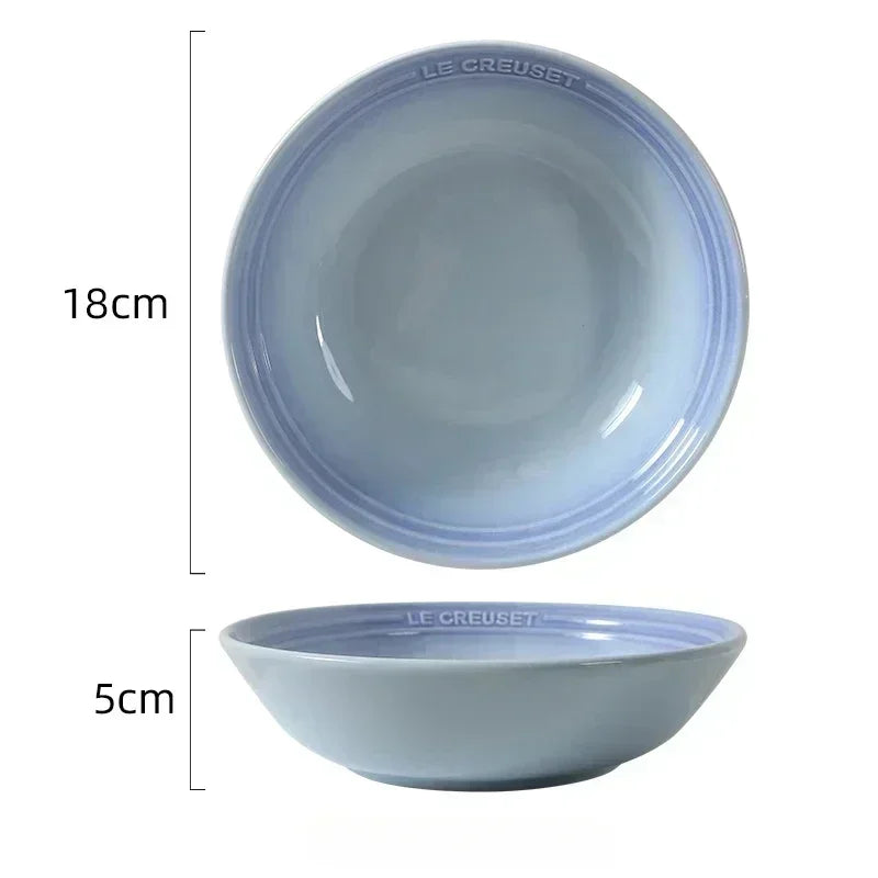 7 inches Ceramic Soup Bowl Dinner Plate Dessert Salad Food Dish Kitchen Serving Tray French Gradient Colorful Deep Tableware