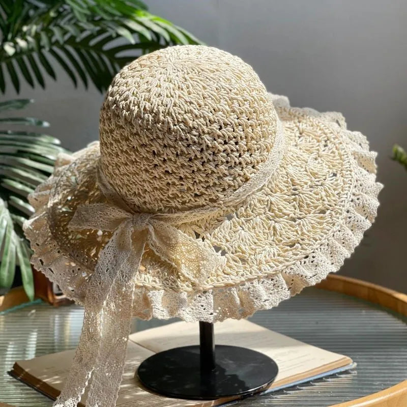 Korean Handmade Straw Hat For Women, Japanese Small fresh Sunshade Hat For Spring And Summer Outings, Sunscreen Hat