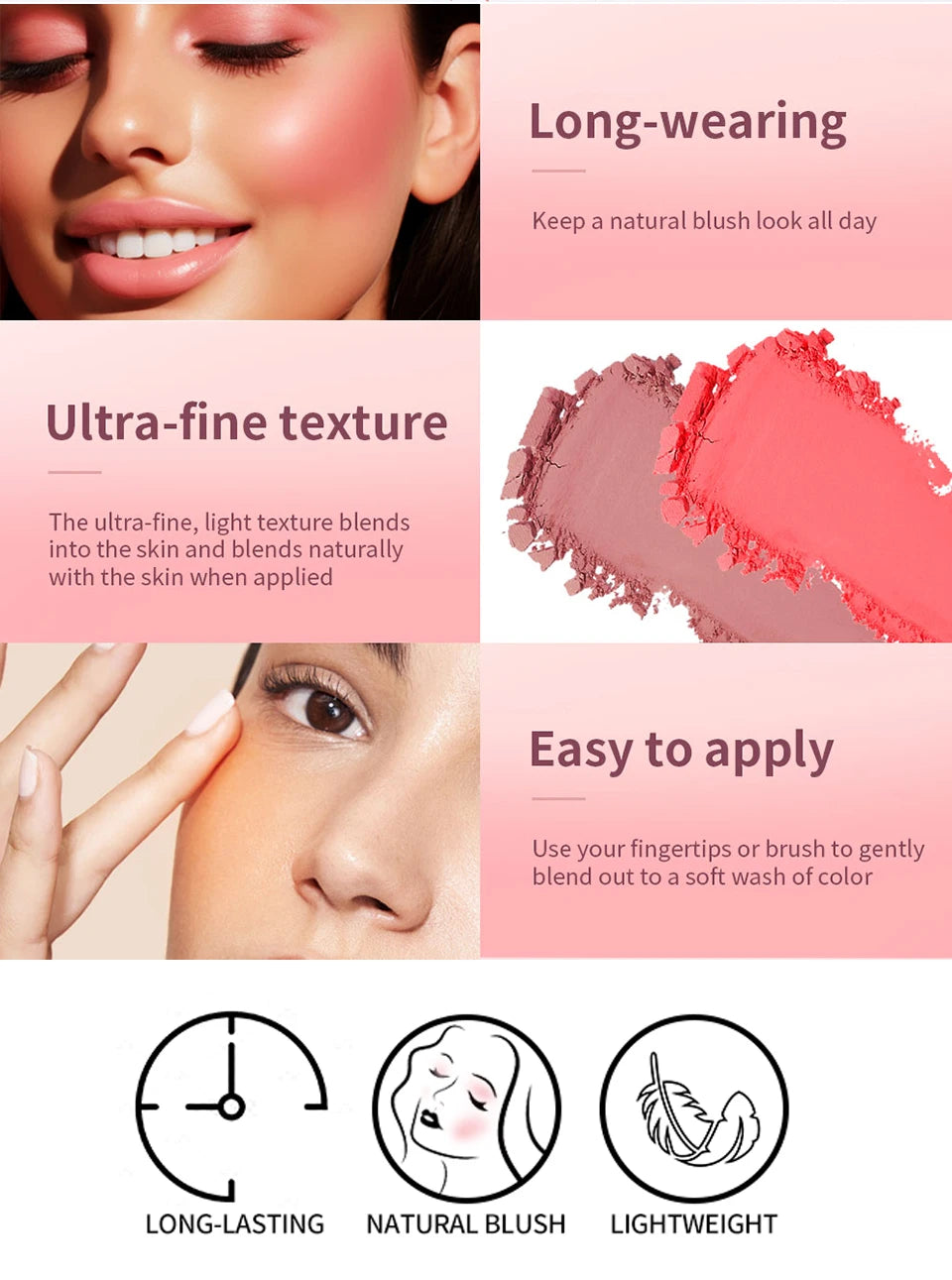 Blush Matte Natural Cheek Tint Brighten Face Pink Red Face Contouring