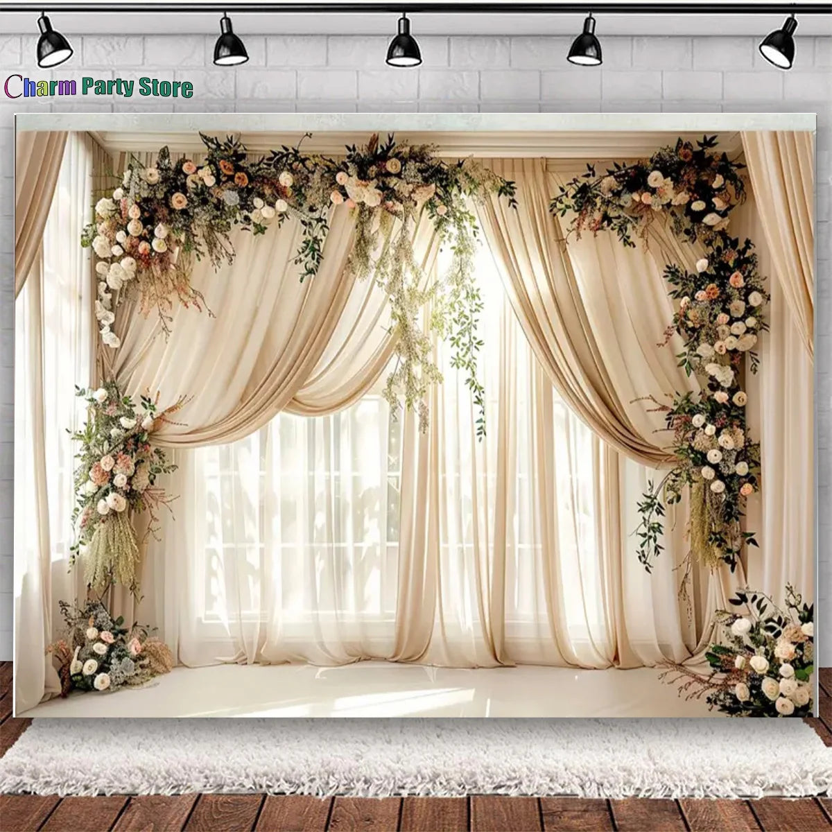 Charm Wedding Backdrop Palace Room Window Curtain Flower Theme Adult Birthday Party Pregnant Portrait Decor Background Photo kid