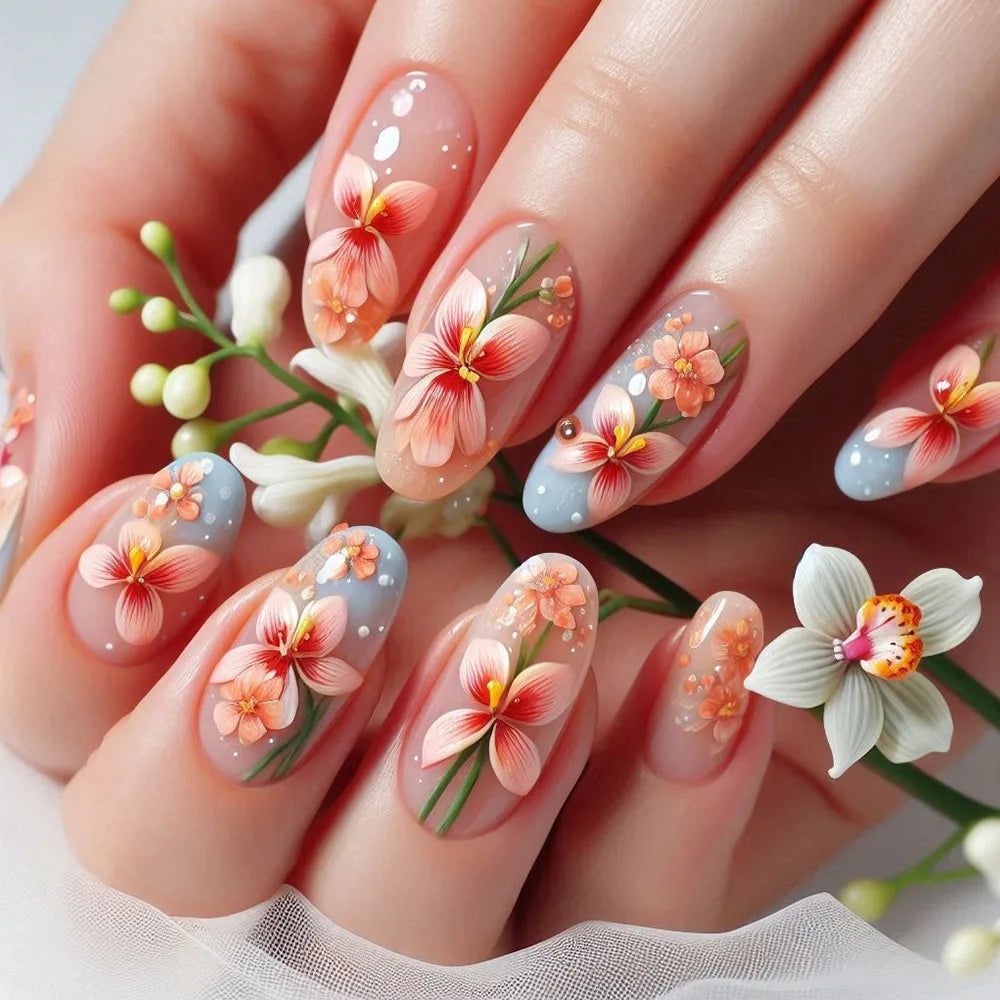 24 Pcs Matte Almond False Nails Set-2