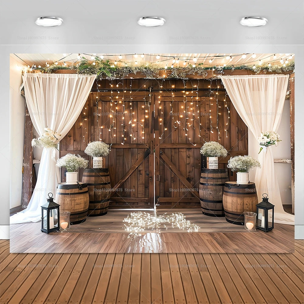 Mr & Mrs Rustic Wooden Backdrop Wedding Bridal Shower Bachelorette Party Decirations Photography Background Photo Booth Props