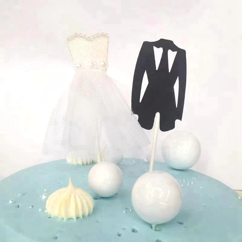 Bride Groom Dress Cake Topper Wedding Decor Propose Marry Marriage Anniversary to Be Bride Bachelor Party Cake Baking Decorating