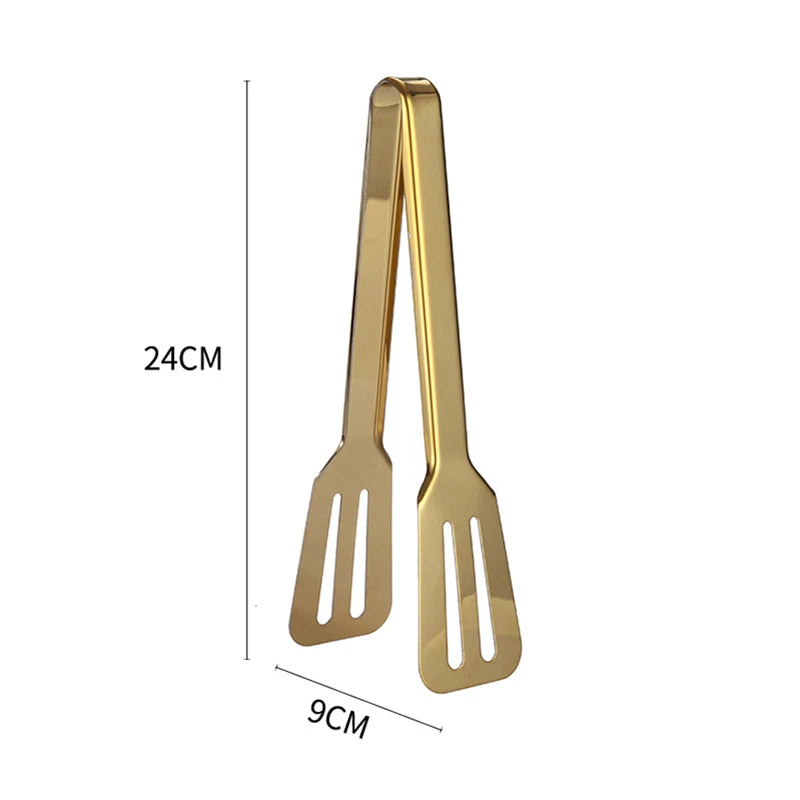 7-Styles Golden Stainless Steel BBQ Food Tongs Hollow Steak Cake Clip Bread Grill Clamp Cooking Kitchenware Kitchen Accessories