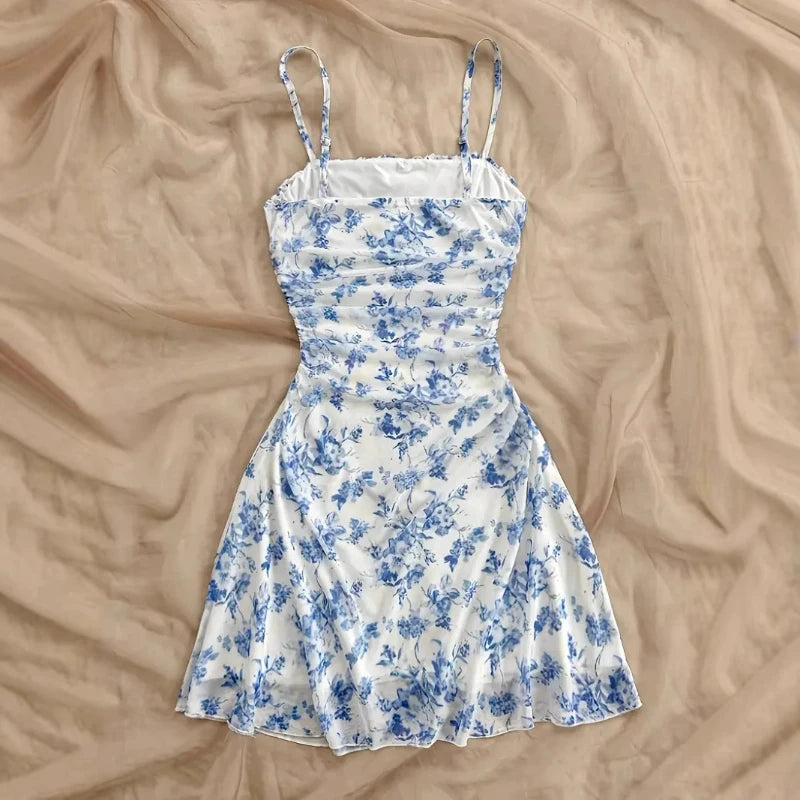 2025 spring and summer fashion sexy temperament dress VC vacation style backless sling seaside beach skirt