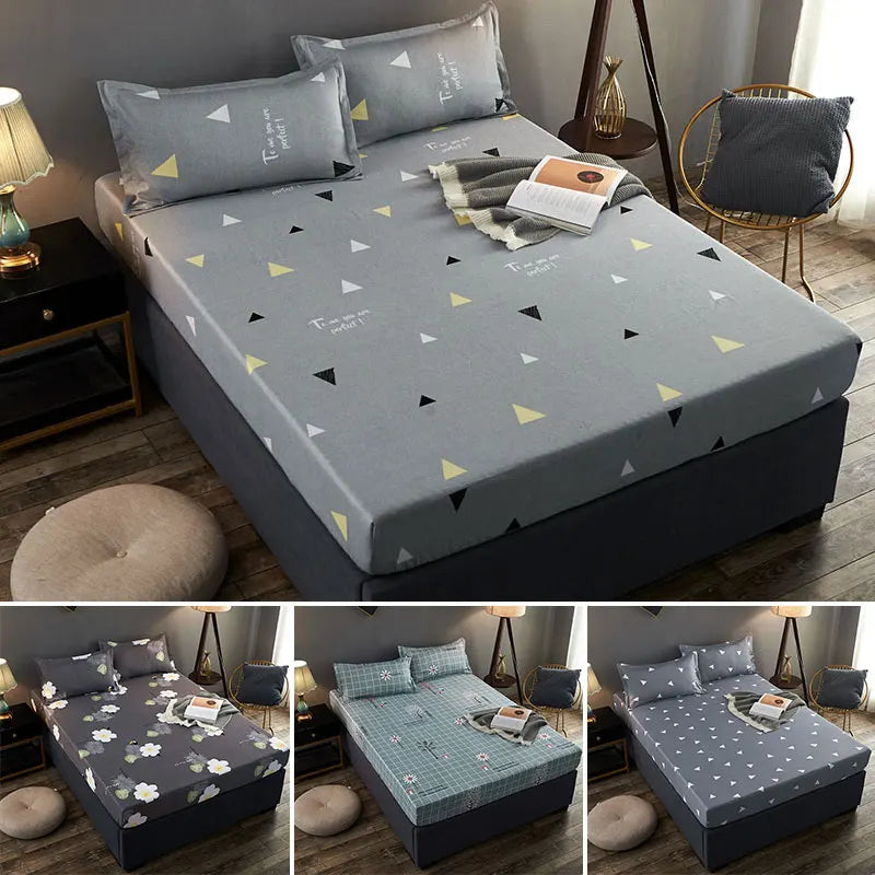 Printed Fitted Sheet Mattress Cover Four Corners with Elastic Band Bed Sheet Bed Sheet Twin Full Queen King Single Double Size
