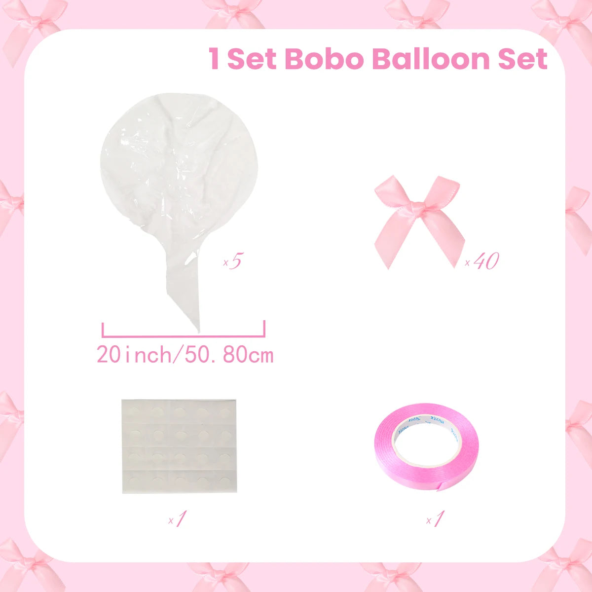 47pcs Transparent Bobball Pink Bow Ribbon Latex Balloon Set Bridal Wedding Decor Girl Birthday Baby Shower Party Supplies Ballon