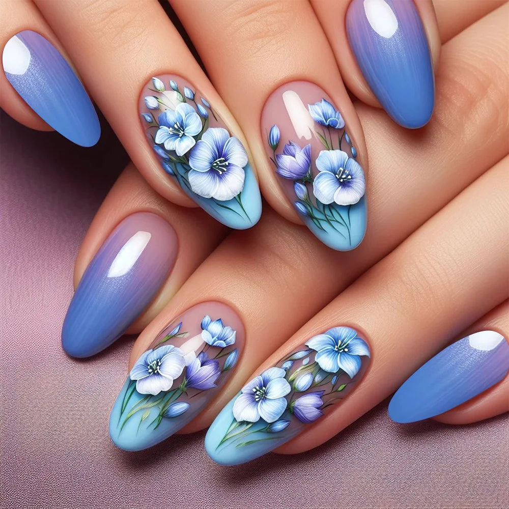 24 Pcs Matte Almond False Nails Set-43