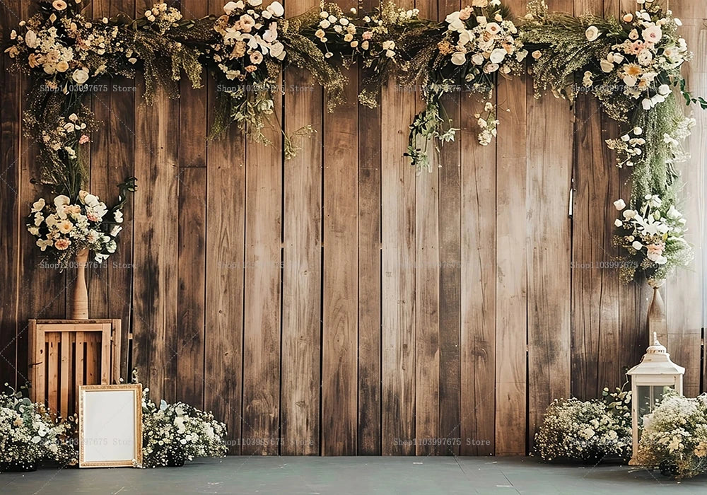 Mr & Mrs Rustic Wooden Backdrop Wedding Bridal Shower Bachelorette Party Decirations Photography Background Photo Booth Props