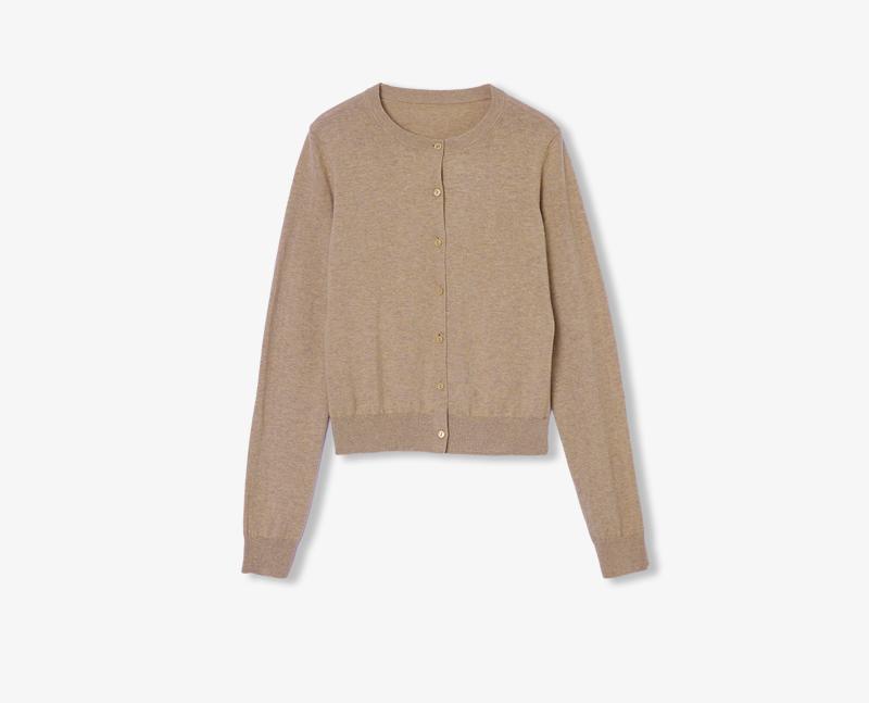 Machine washable round neck long sleeve multi-color knitted wool cardigan solid color base layer top-5