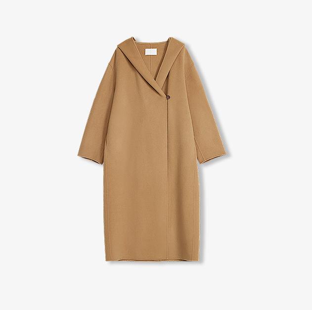 "Magic World" hooded cape Cashmere Australian wool double-faced wool coat-5