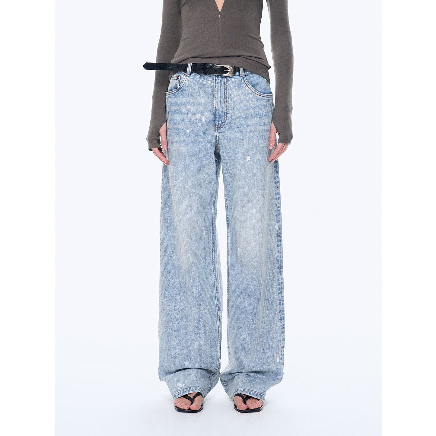 Distressed dirty dyed Tencel cotton jeans"Art Journey"-5