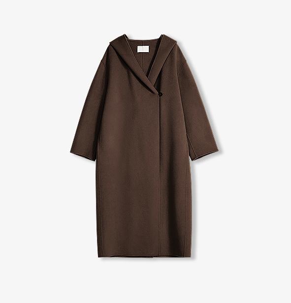 "Magic World" hooded cape Cashmere Australian wool double-faced wool coat-6