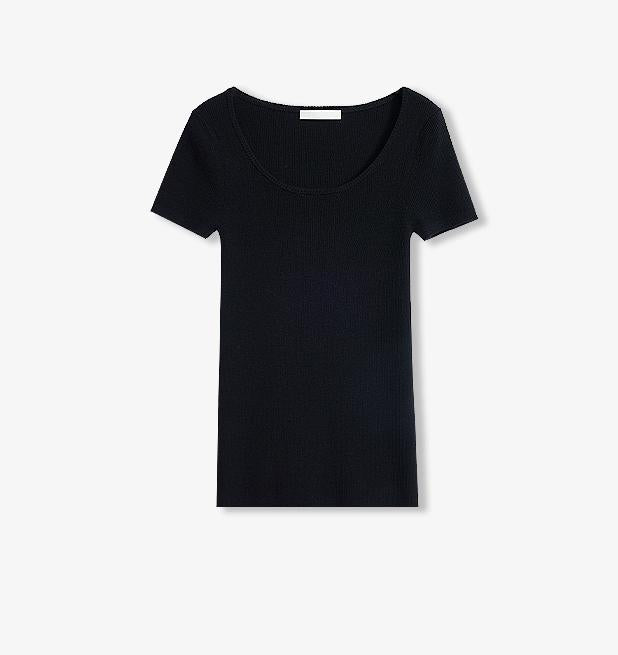 German Yangtze machine washable wool round neck slim short sleeve top for women-6
