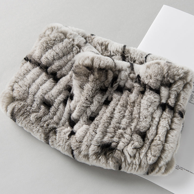 Rex rabbit fur scarf elastic woven fur neck scarf-3