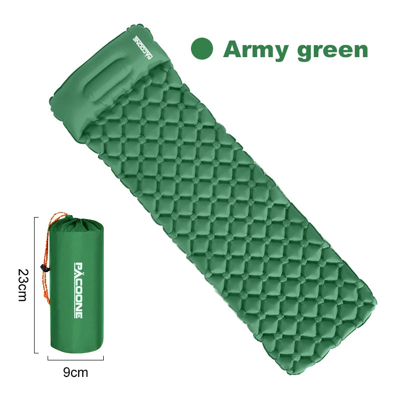 PACOONE Outdoor Camping Sleeping Pad Folding Sleep Mat Beach Inflat Mattress with Pillows Ultralight Air Mat Travel Hiking New
