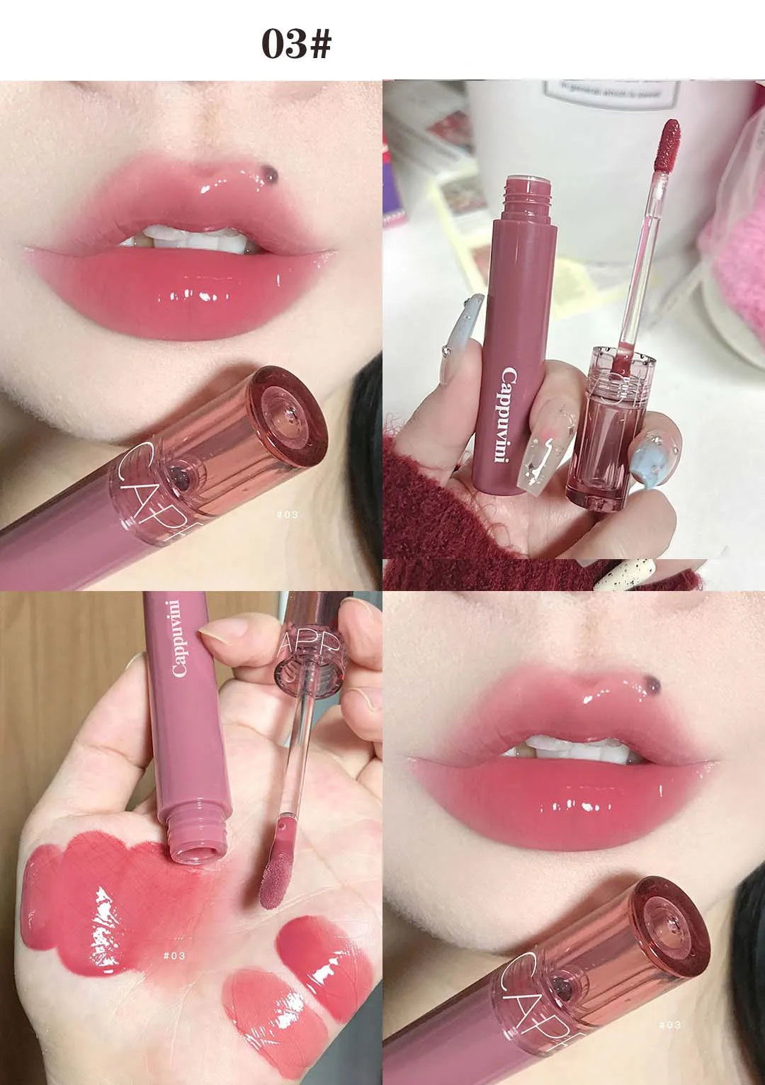 Soft Candy Jelly Mirror Lip Glaze Water Gloss Juice Lip Gloss Long Lasting Moisturizer Water Light Lipstick Waterproof Cosmetics