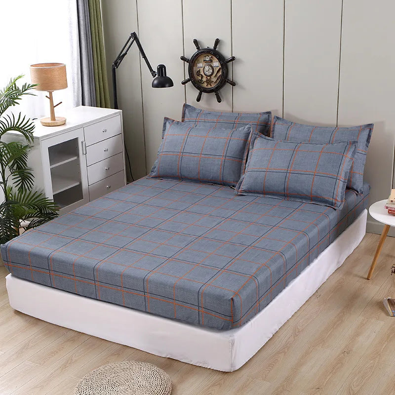 Printed Fitted Sheet Mattress Cover Four Corners with Elastic Band Bed Sheet Bed Sheet Twin Full Queen King Single Double Size
