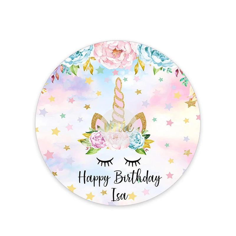 Unicorn Party Sticker Customized Name Text Candy Box Decor Baptism Baby Shower Decorations Kids Favors DIY Supplies