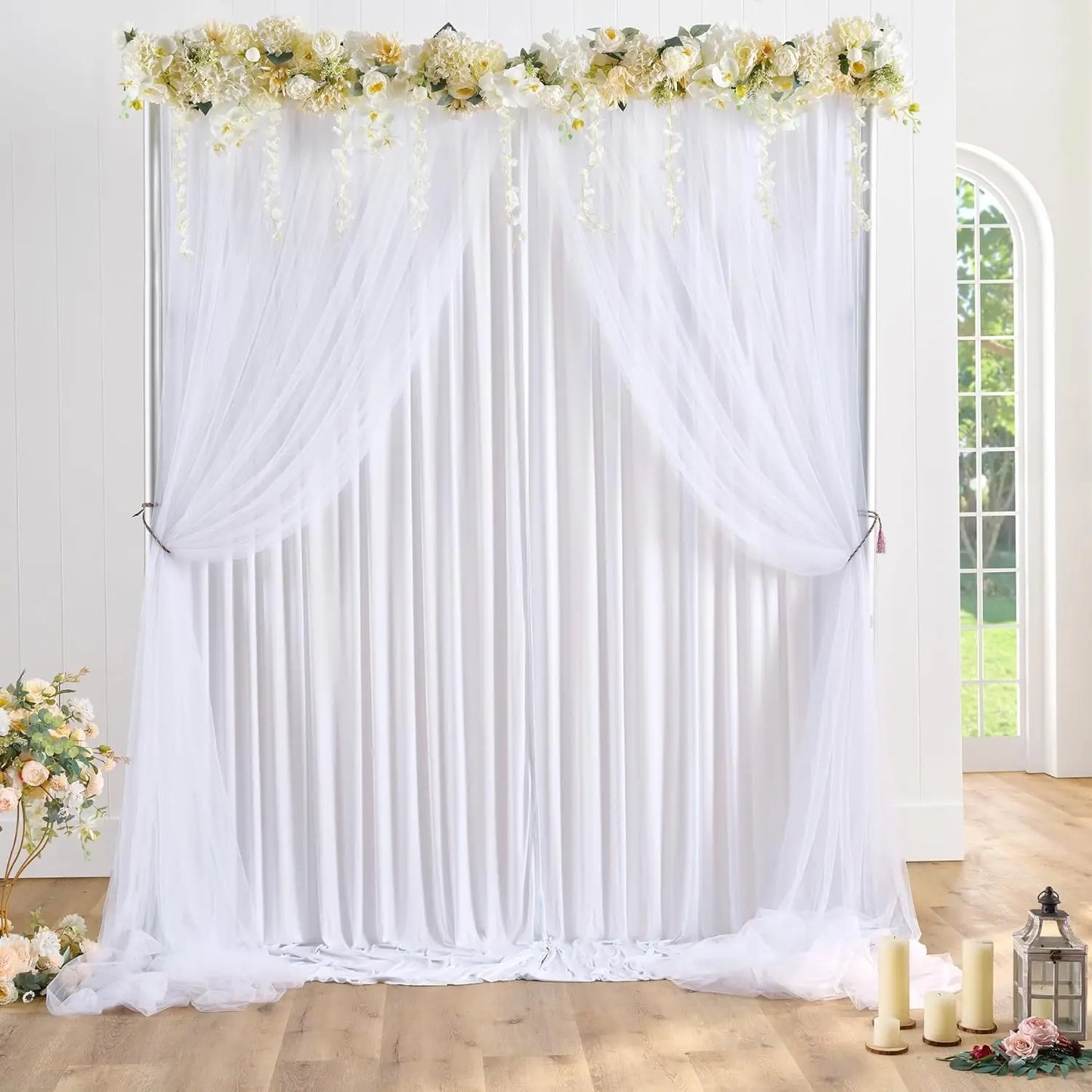 White Tulle Backdrop Curtain Sheer Backdrop Curtains Fresh Pure Photo Decorations for Wedding Baby Shower Birthday Party Decor