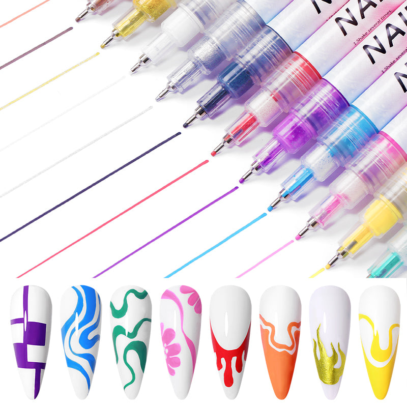 1Pc Nail Art Drawing Graffiti Pen Waterproof Painting Liner Brush DIY 3D Abstract Lines Fine Details Flower Nail Manicure Tools