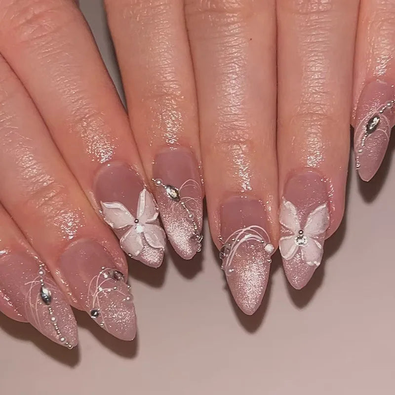 24 Pcs Matte Almond False Nails Set-49