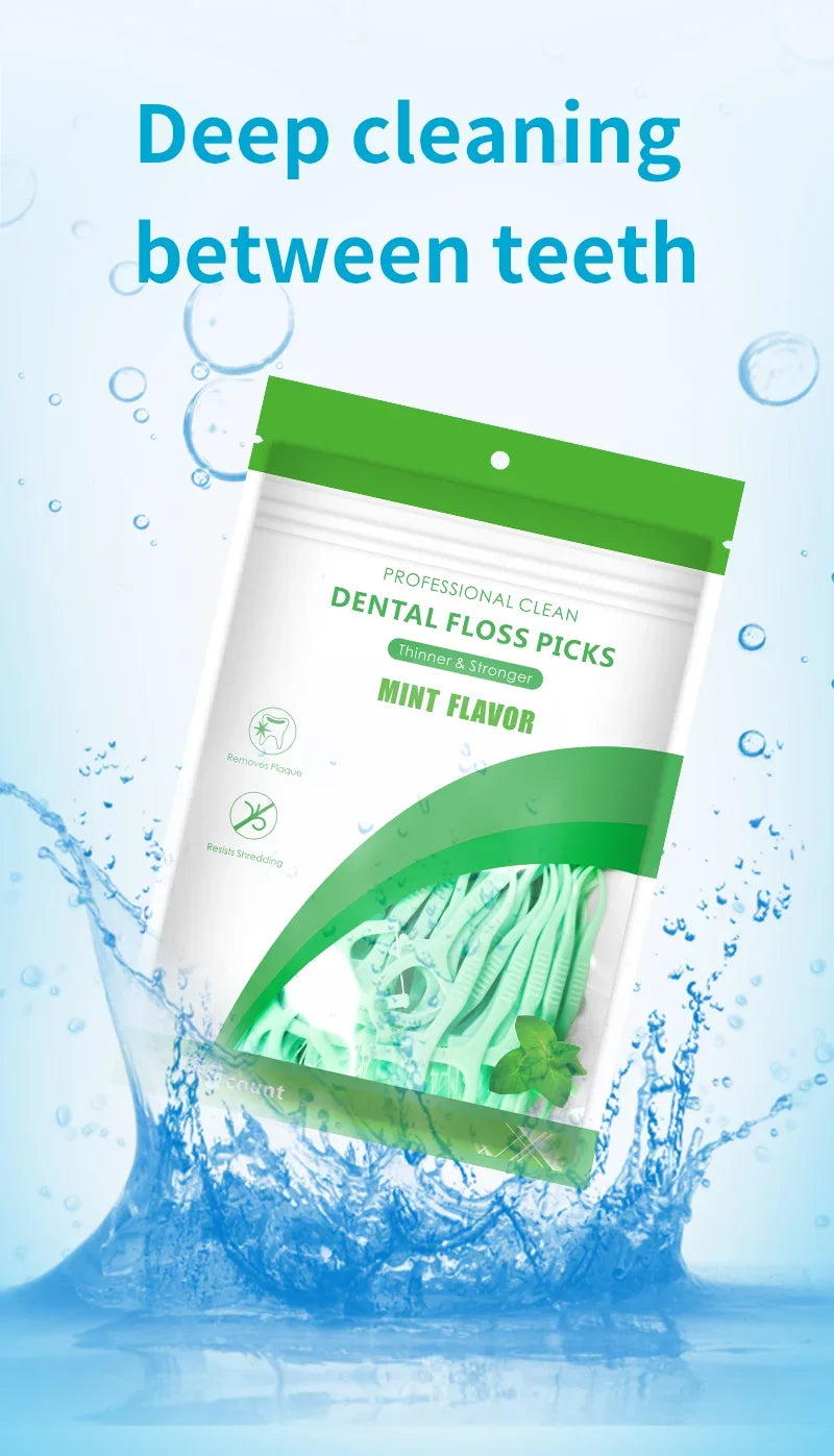100/200/300/500pcs New Professional Clean Flossepick ultra-fine mint flavored toothpicks, safe high-end toothpick sticks
