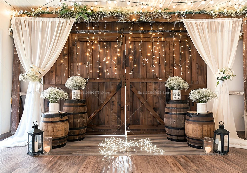 Mr & Mrs Rustic Wooden Backdrop Wedding Bridal Shower Bachelorette Party Decirations Photography Background Photo Booth Props