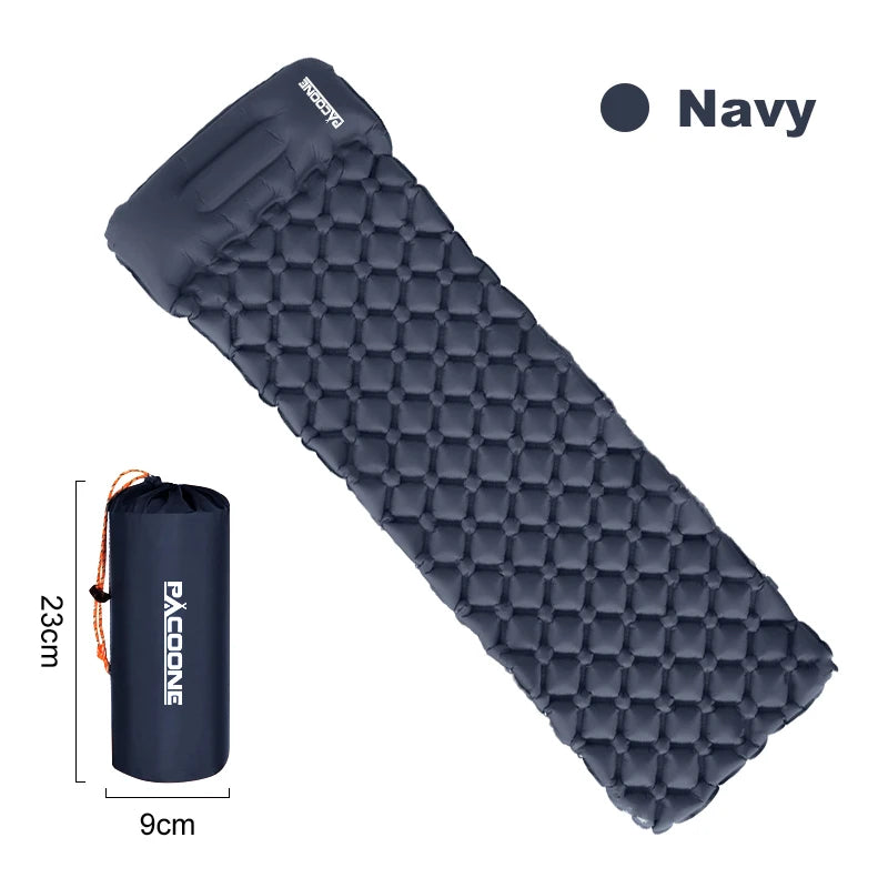 PACOONE Outdoor Camping Sleeping Pad Folding Sleep Mat Beach Inflat Mattress with Pillows Ultralight Air Mat Travel Hiking New