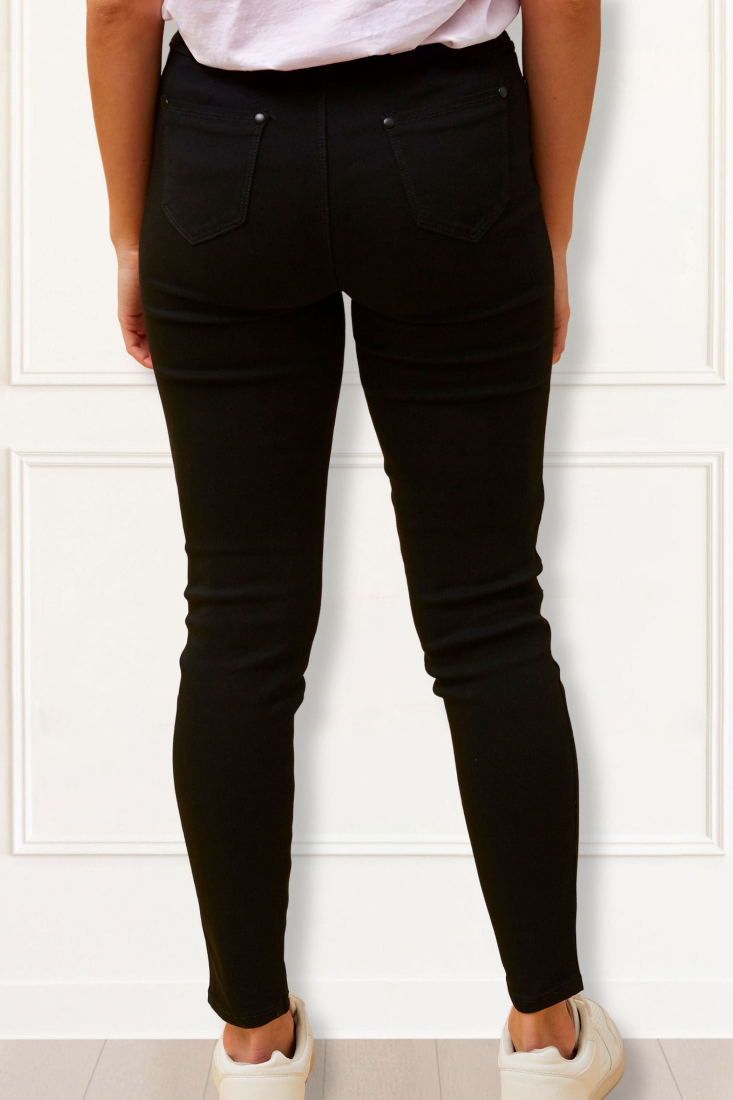 Sandra Black Stretch Skinny Pants Pull-On Jegging Style-4