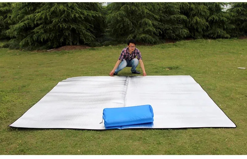 Camping Mat Foam Foil Blanket Aluminum Insulation Foam Foil Mat Sleeping Pad Thermal Outdoor Tent Footprint Reflecting Heat