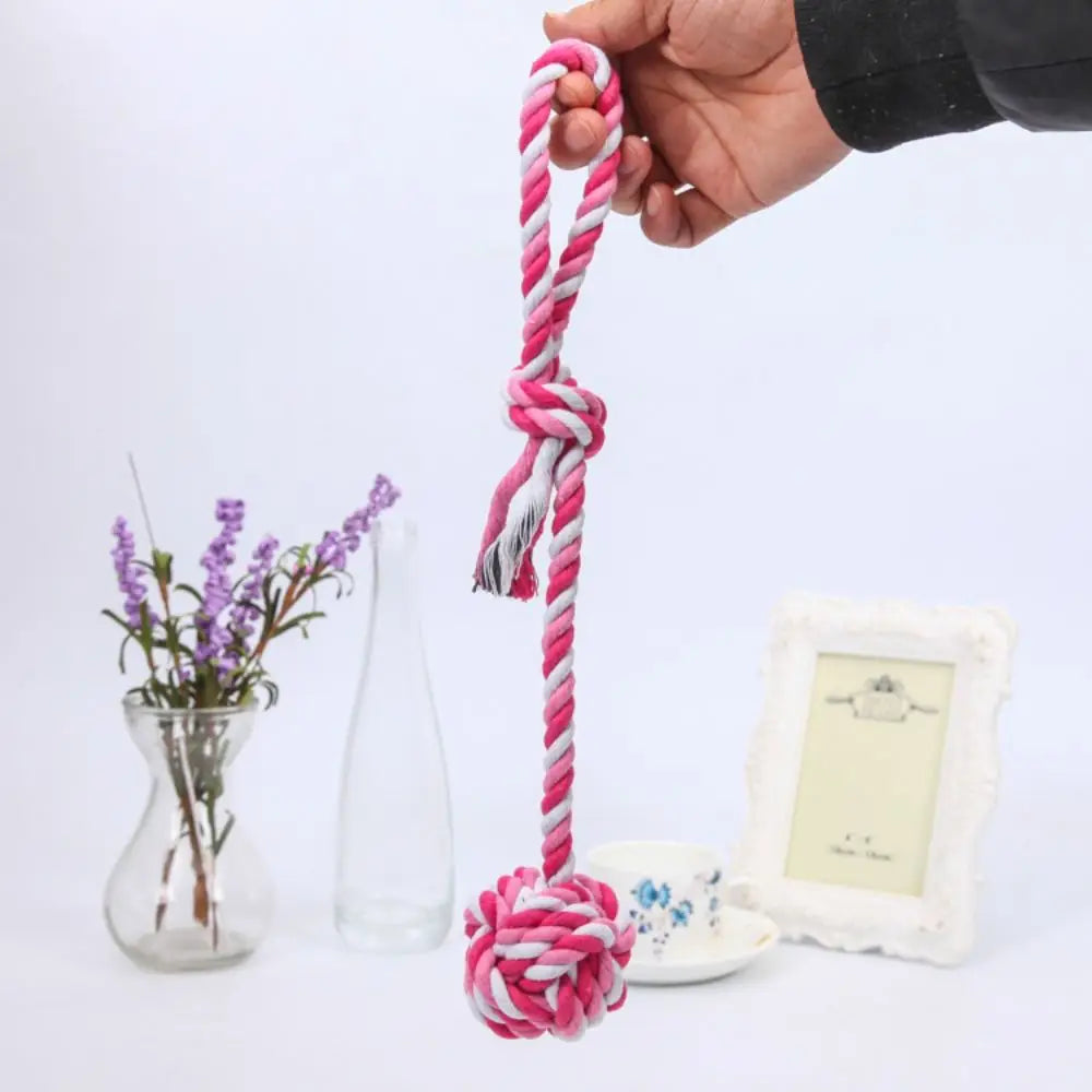 1pc Pet Durable Toy Knot Rope Chew Toy for Dogs & Cats Interactive Teeth Cleanning Dog Supplies Random Color