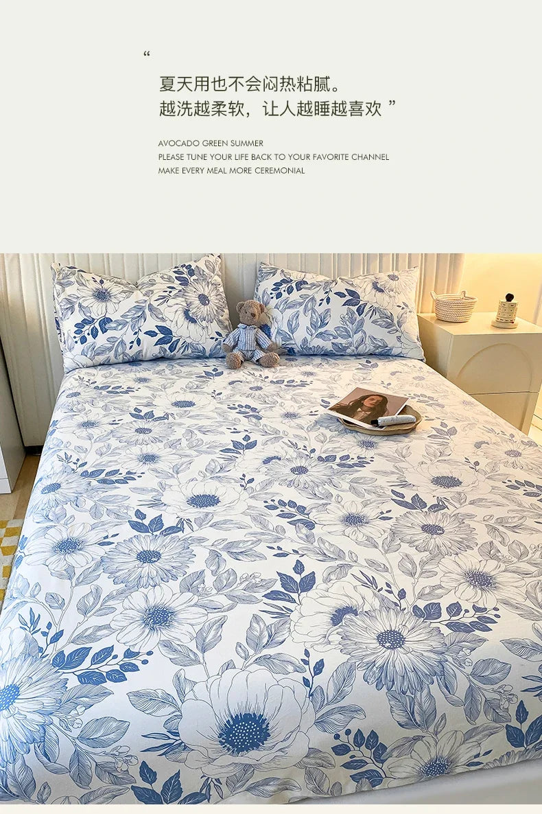 Fitted Sheet 100% cotton for single/couple bed, breathable and soft non-slip, customizable, 1 part, 16 sizes