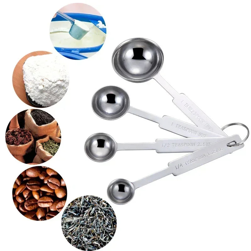 8/10/11Pcs Stainless Steel Measuring Cups and Spoons Coffee Powder Spoon Tablespoons Kitchen Baking Accessories Pastry Tools