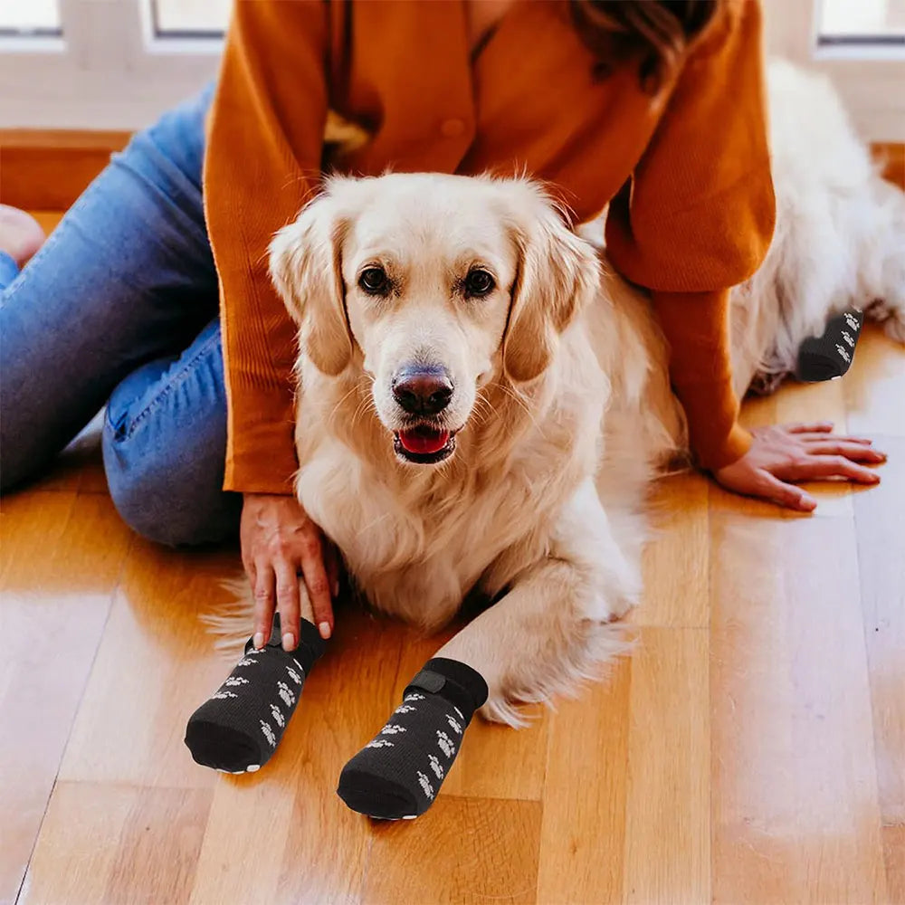 4-Pack Anti-Slip Dog Socks, Prevent Licking and Biting of Hard Wooden Floors, Strong Grip, Paw Protection, Anti-Scratch, Anti-Slip Dog Socks