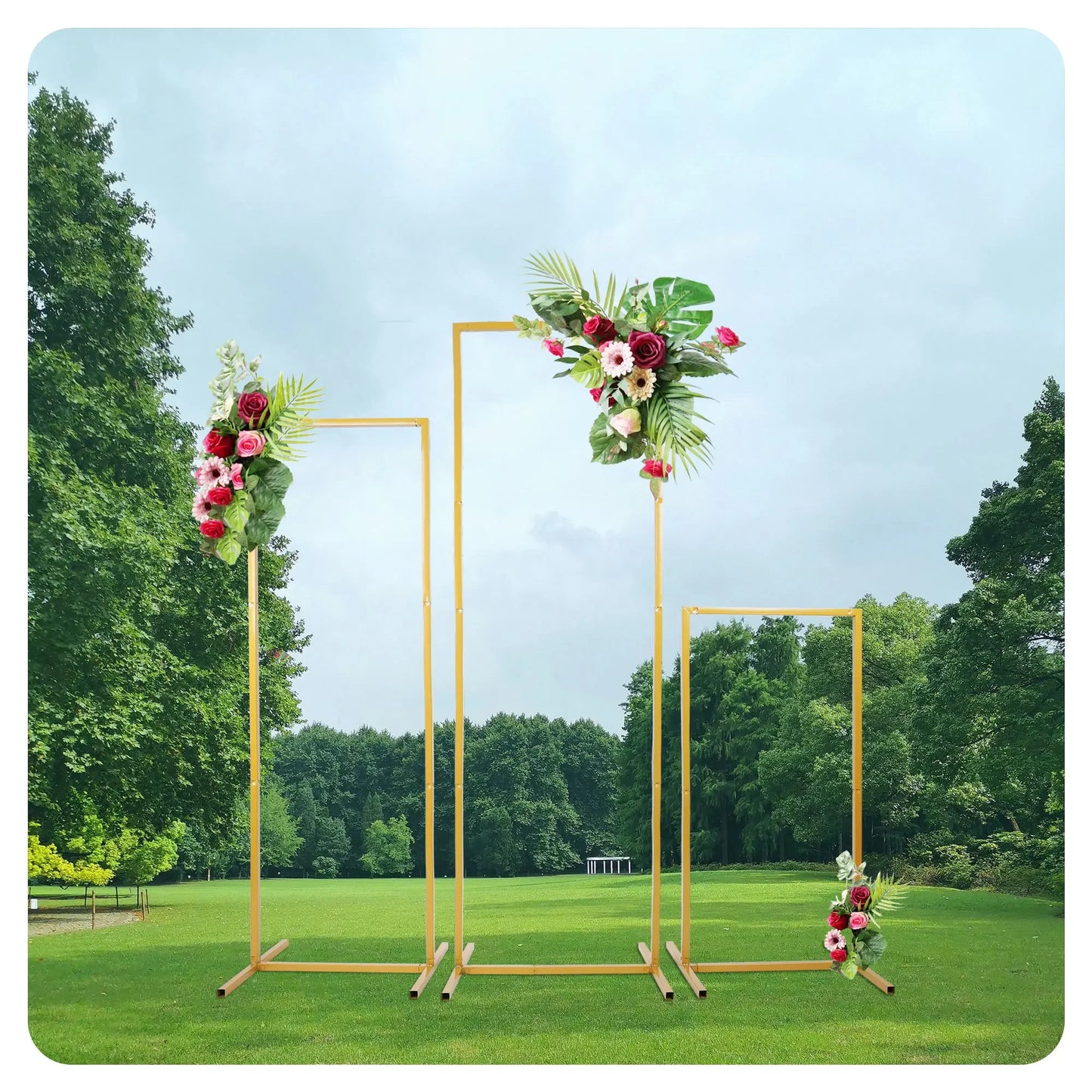 Wedding Arch Backdrop Stand Square Metal Rectangular Frame for Ceremony Party Birthday Bridal Baby Shower Anniversary Decoration