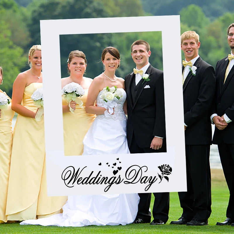 Wedding Just Married Photo Booth Frame Props Wedding Decoration Bridal Bachelorette Party Favors DIY Backdrop Photobooth Props