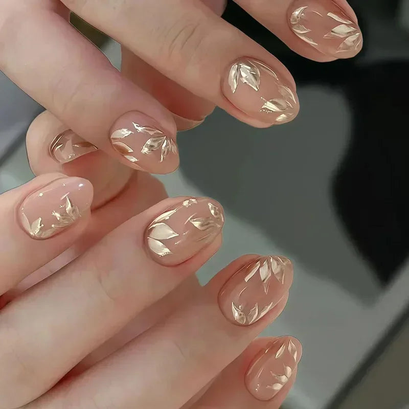 24 Pcs Matte Almond False Nails Set-9