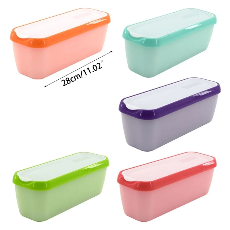 Ice Cream Storage Tub Rectangular Reusable Ice Cream Box Container Mold with Lid Kitchen Refrigerator Storage Home Ice Cream Tub