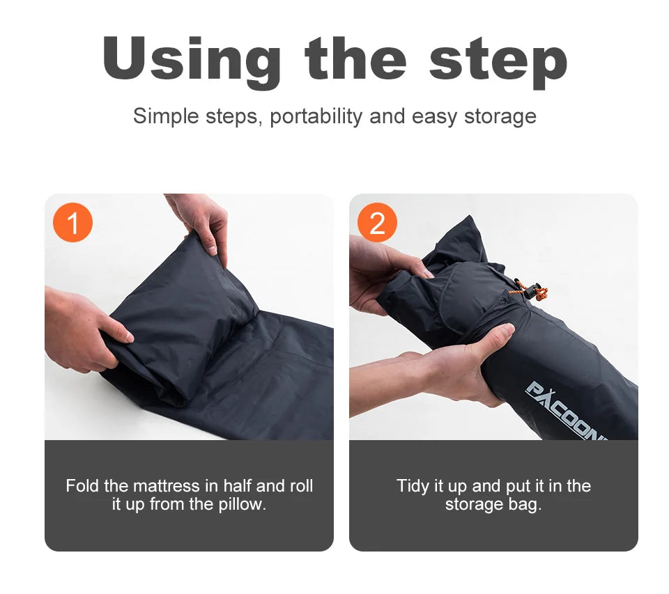 PACOONE Outdoor Camping Sleeping Pad Folding Sleep Mat Beach Inflat Mattress with Pillows Ultralight Air Mat Travel Hiking New