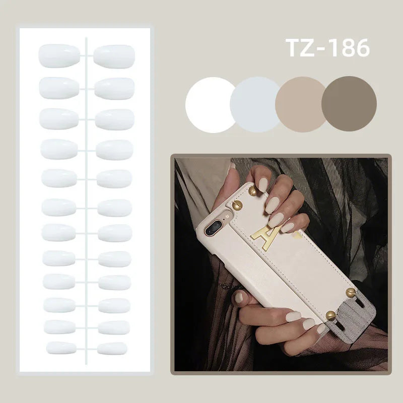 24 Pcs Matte Almond False Nails Set-22
